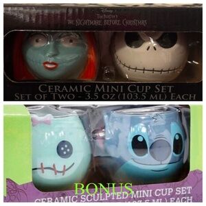 Disney NBC Jack and Sally ceramic cups 3oz